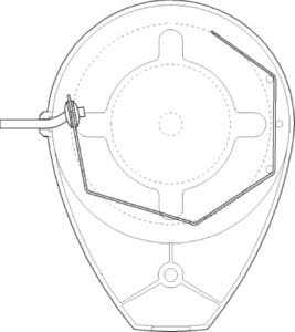 Diagram of the Goose D-Fence spool tensioner inside the system housing.