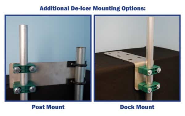 Two images comparing the post mount to the dock mount for our Aqua Stormfuro.
