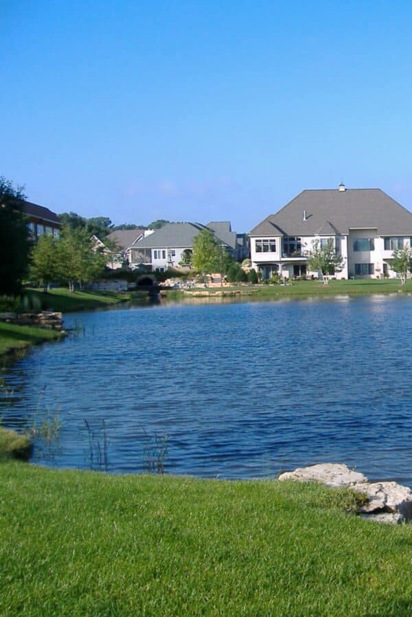 Blue dye for ponds in a neighborhood pond.