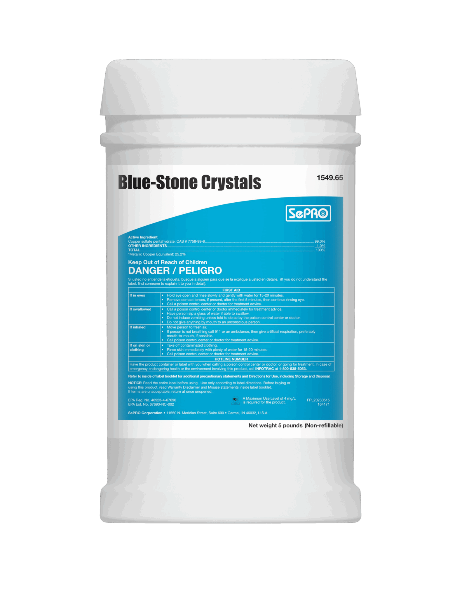 5-pound bottle of Blue-Stone Crystals by SePro.