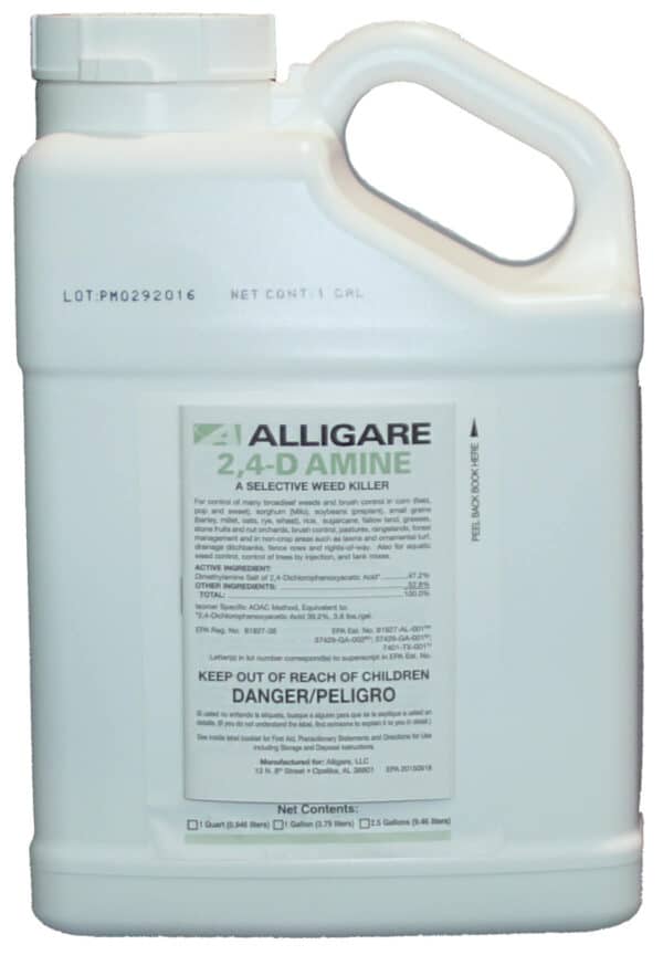 Liquid 2, 4-D Amine 1 gallon jug by Alligare, LLC.