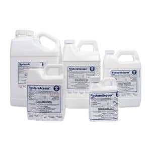 RestoreAccess bottles by Lake Restoration.